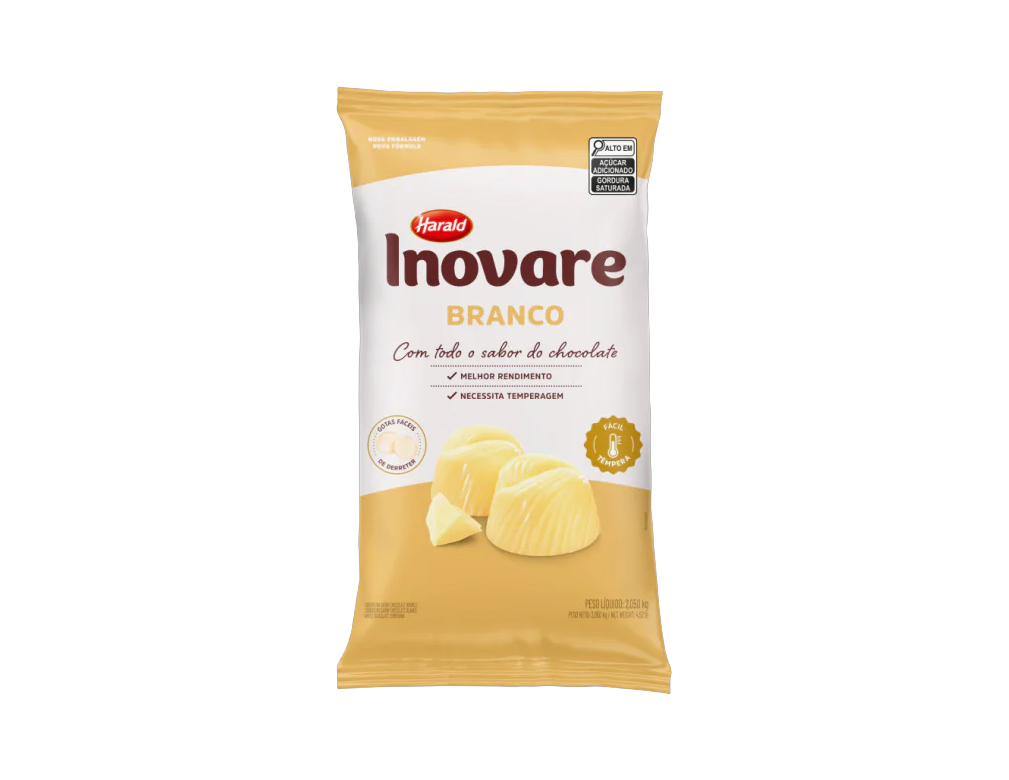 CHOCOLATE COBERTURA GOTAS BRANCO INOVARE HARALD 2,050 KG (CX 5 PCT)